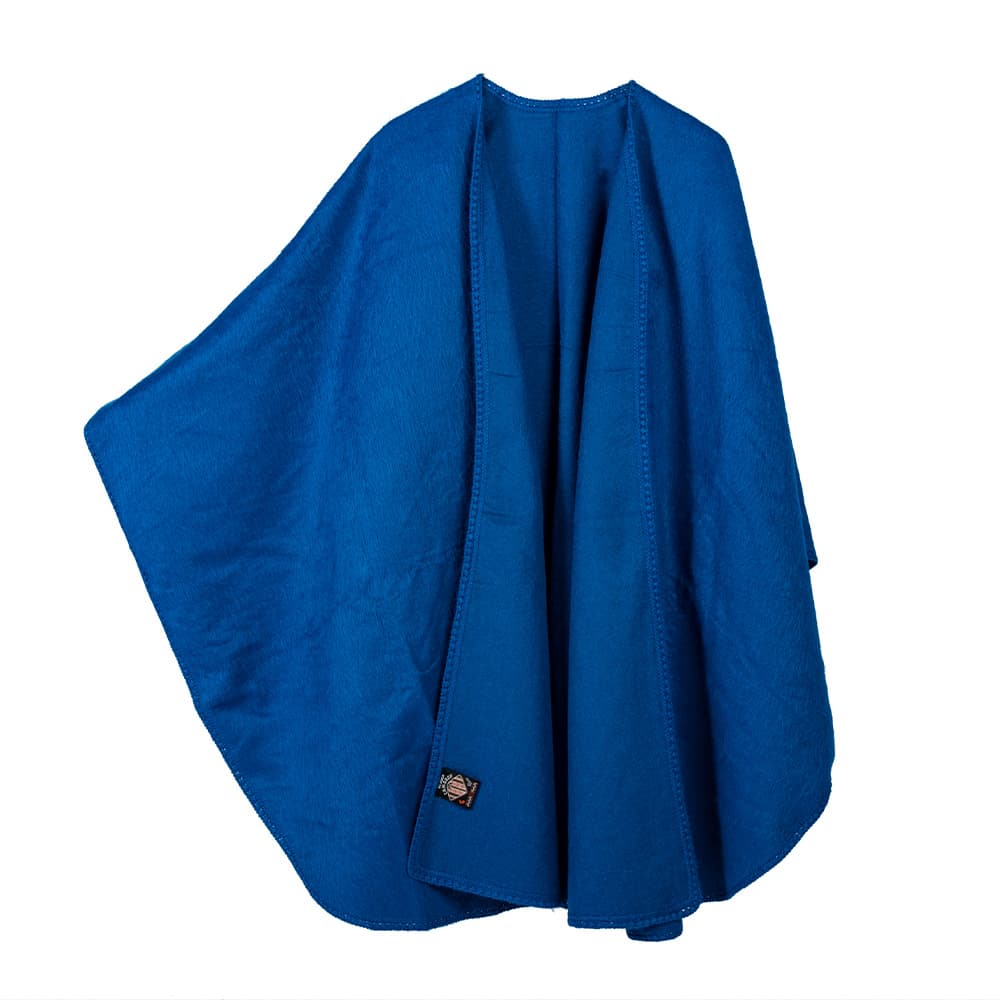 Blue poncho coat