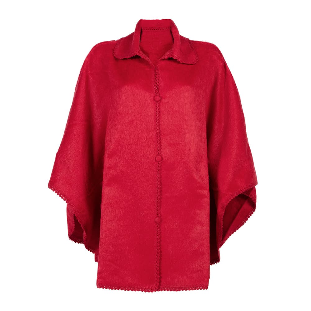 Red poncho coat