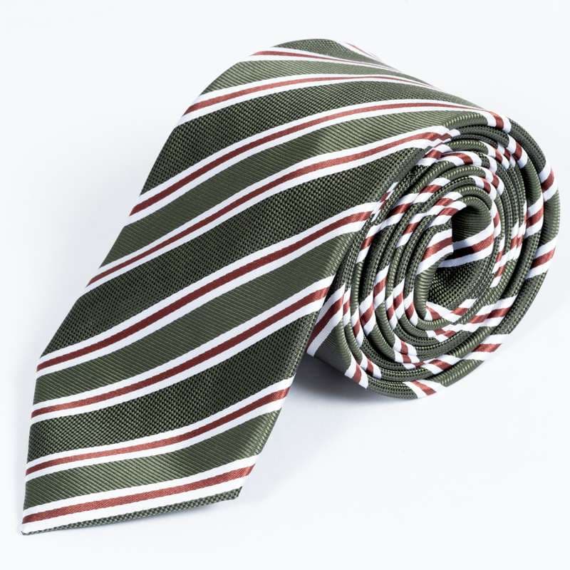 D.Olive Striped Tie
