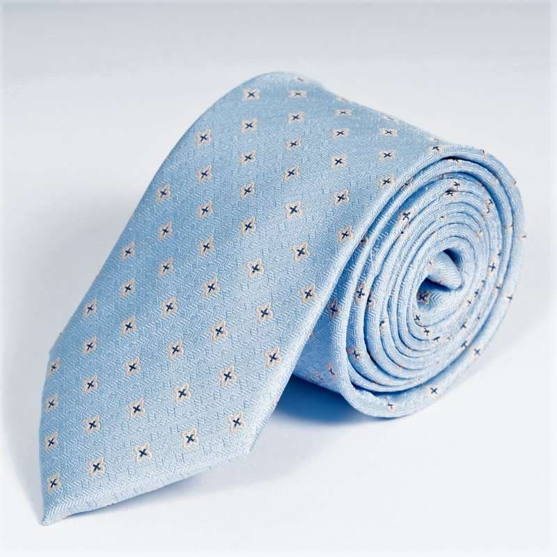 Light Blue Flowered Tie-1