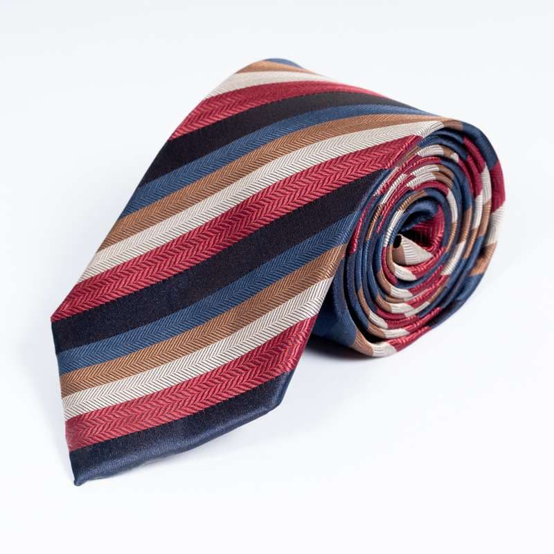 Dark Red Striped Tie