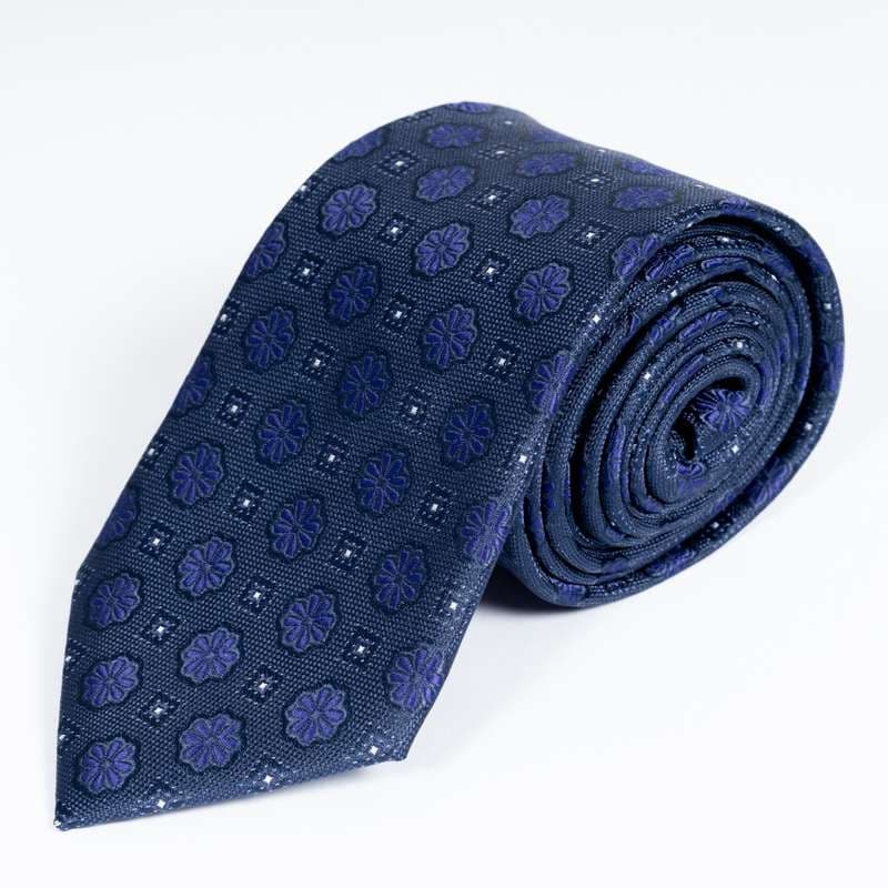 Navy Flowered Tie-2