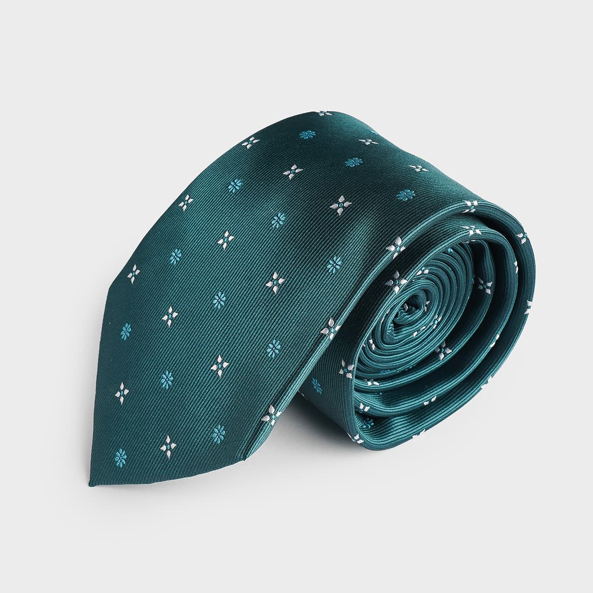 Pine Green Flowered Tie