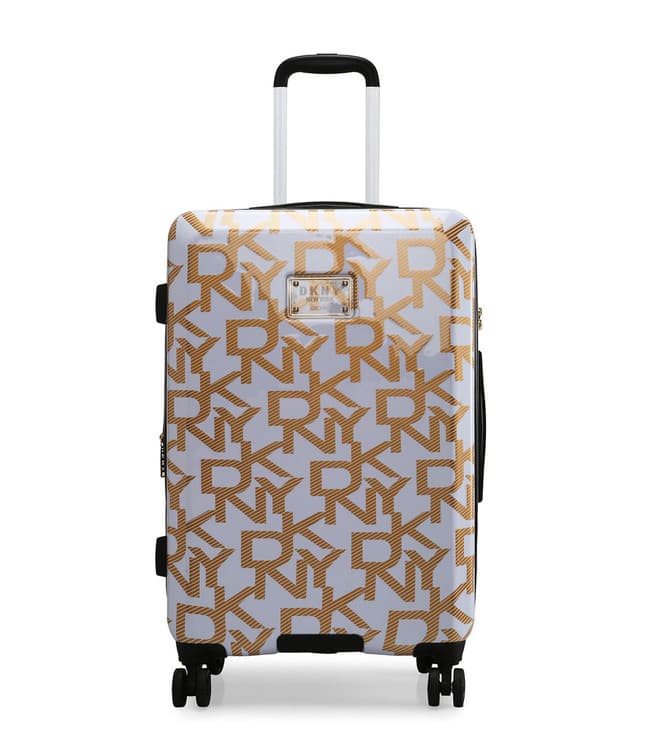 DKNY DECO Signature White & Gold Luggage - Large Size Lightweight Spinner Suitcase Set with TSA Lock