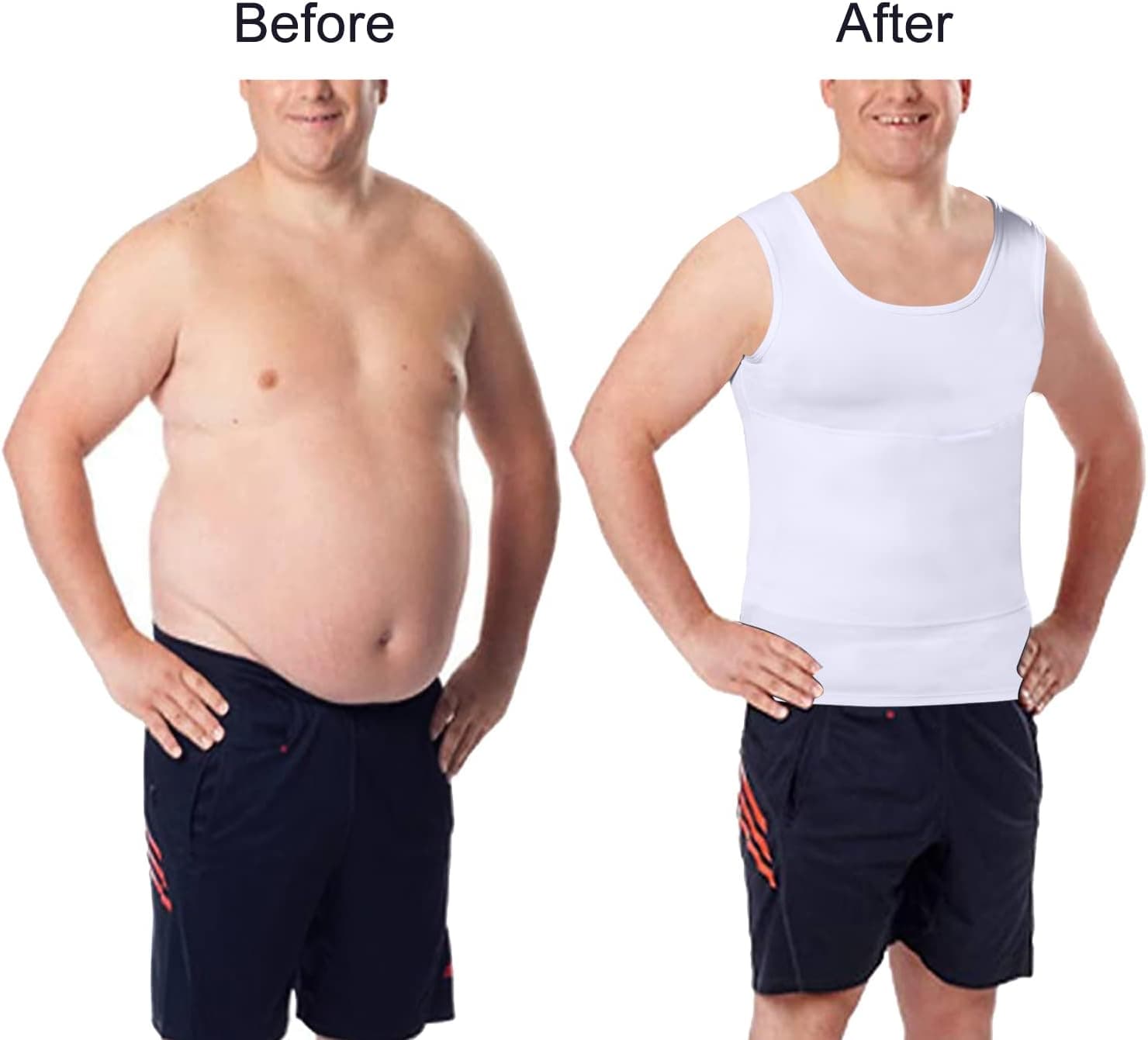 Mens Slimming Body Shaper Vest, Chest Abdomen Compression Tank Top, Belly Hiding Undershirts