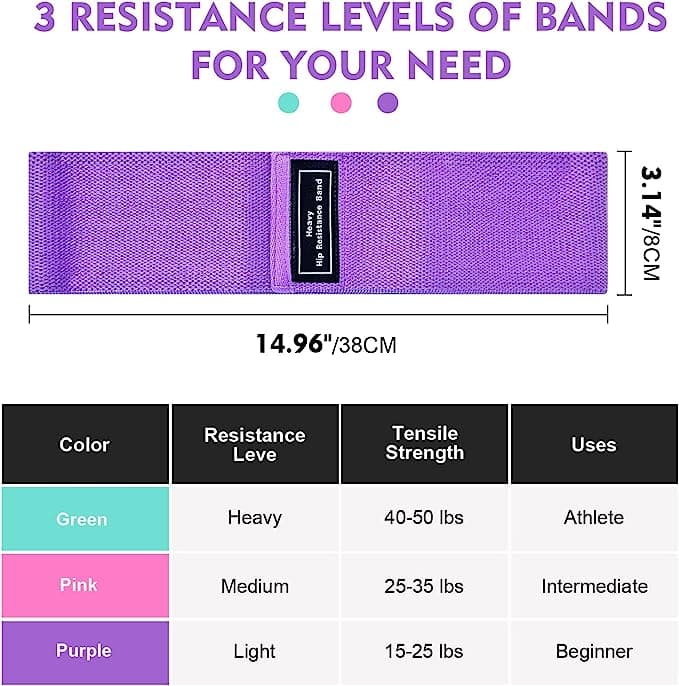 Resistance Bands for Legs and Butt, Exercise Bands Hip Bands Wide Booty Bands Workout Bands Sports Fitness Bands Stretch Resistance Loops Band Anti Slip Elastic