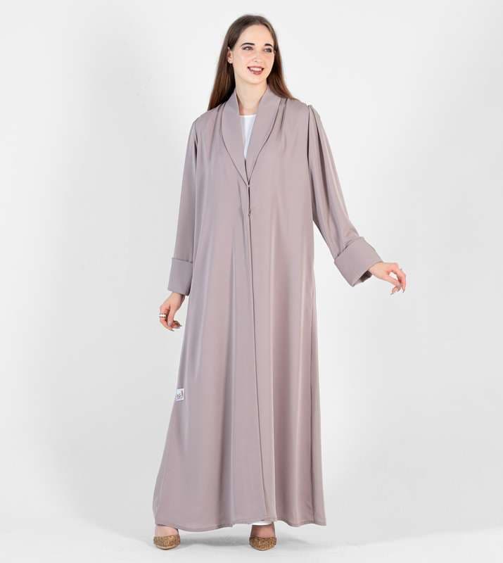 Beige abaya with Jacket cutting and puff sleeves