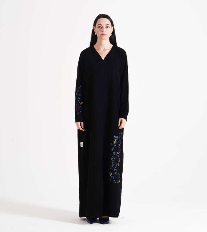 Open Abaya With Blue  Colors  with Hand Embroidery Design