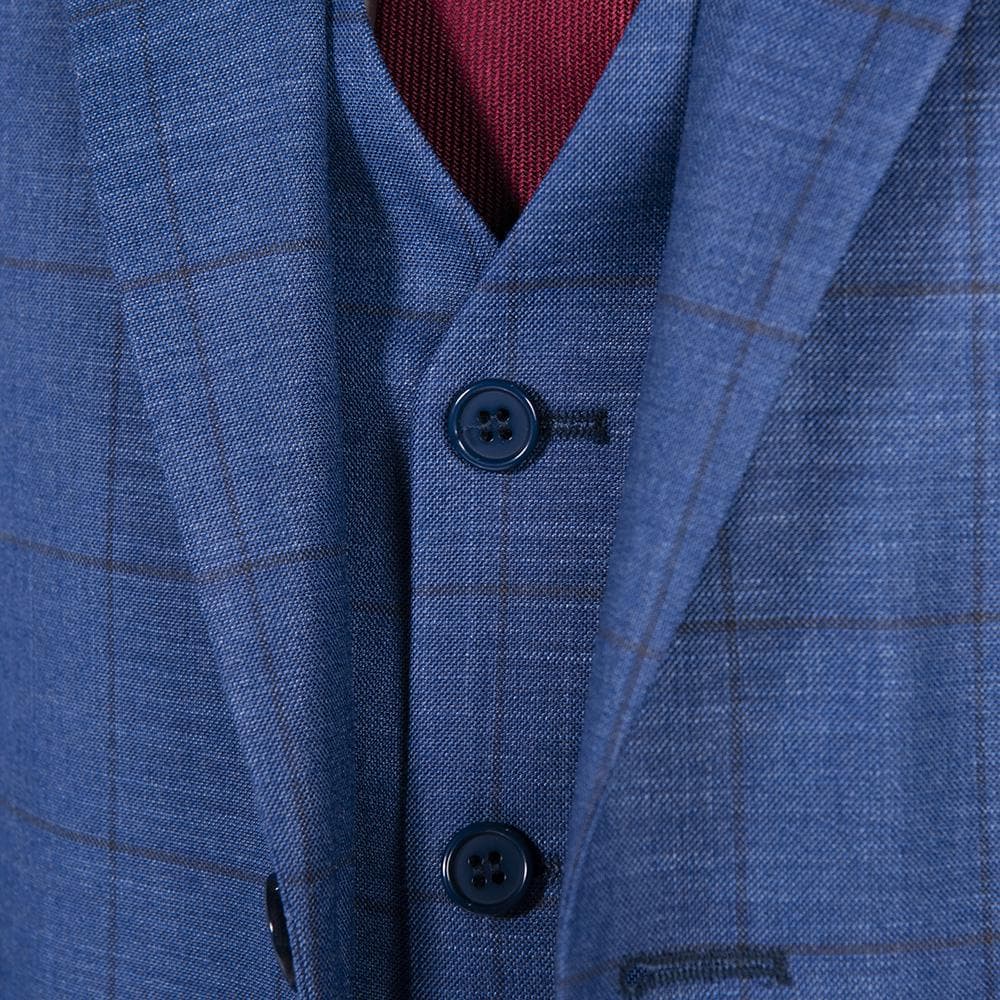 MENS WOOL SUIT WITH VEST FABIO COLLECTION -LIGHT BLUE-56