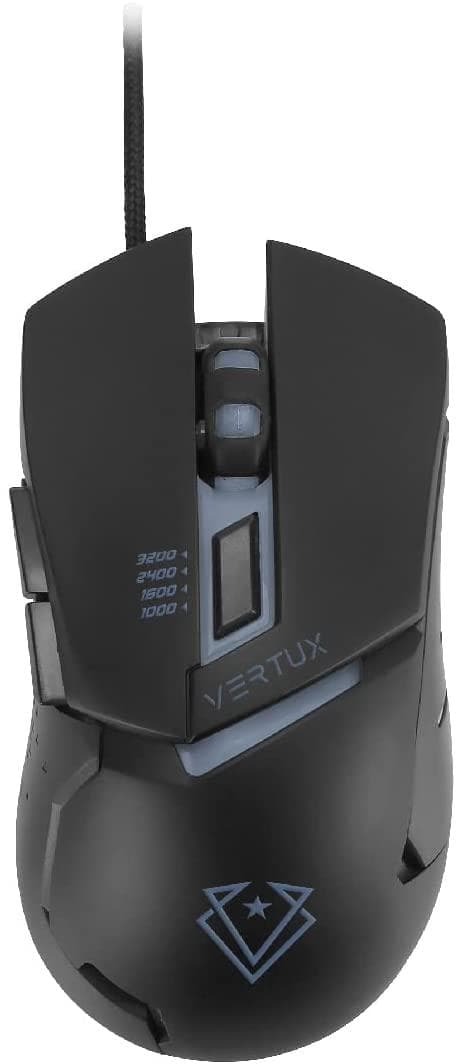 Vertux Dominator Gaming Mouse | Quick Response Ergonomic Gaming Mouse for Gamers | Up to 3200 DPI Optical Sensor | Up to 1000Hz Polling Rate | 8G Acceleration | 5 Programmable Buttons - Black