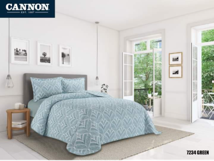 PRINTED BEDSPREAD SINGLE 3PC JACQUARD Blue green