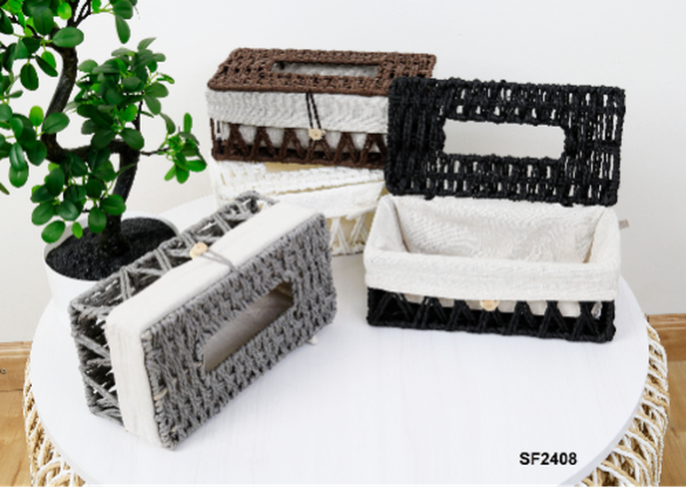TISSUE BOX 26X13.5X10 ROPE WEAVED DES :SF2408