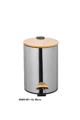 STEP WASTE BIN 12L 21X26X27 CM SSS WITH BAMBOO LID DES: 8666