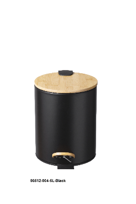 STEP WASTE BIN 5L 21X26X27CM IRON WITH BAMBOO LID BLACK