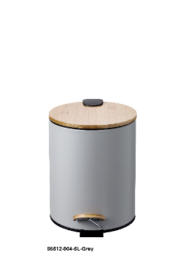 STEP WASTE BIN 5L 21X26X27CM IRON WITH BAMBOO LID GREY D