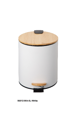 STEP WASTE BIN 5L 21X26X27CM IRON WITH BAMBOO LID WHITE D