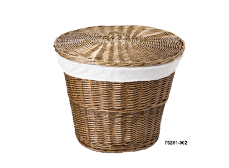 LAUNDRY BASKET WILLOW + POLYESTER 53X49X43 CM DES:75281-002