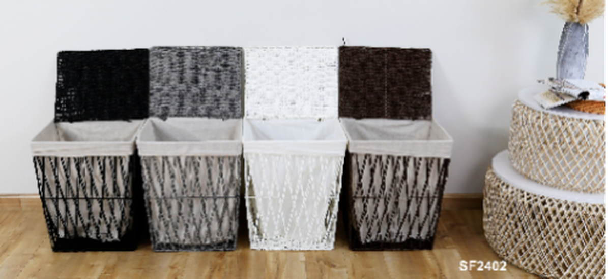 PAPER BASKET 44X35X54 ROPE WEAVED DES :SF2402 Black
