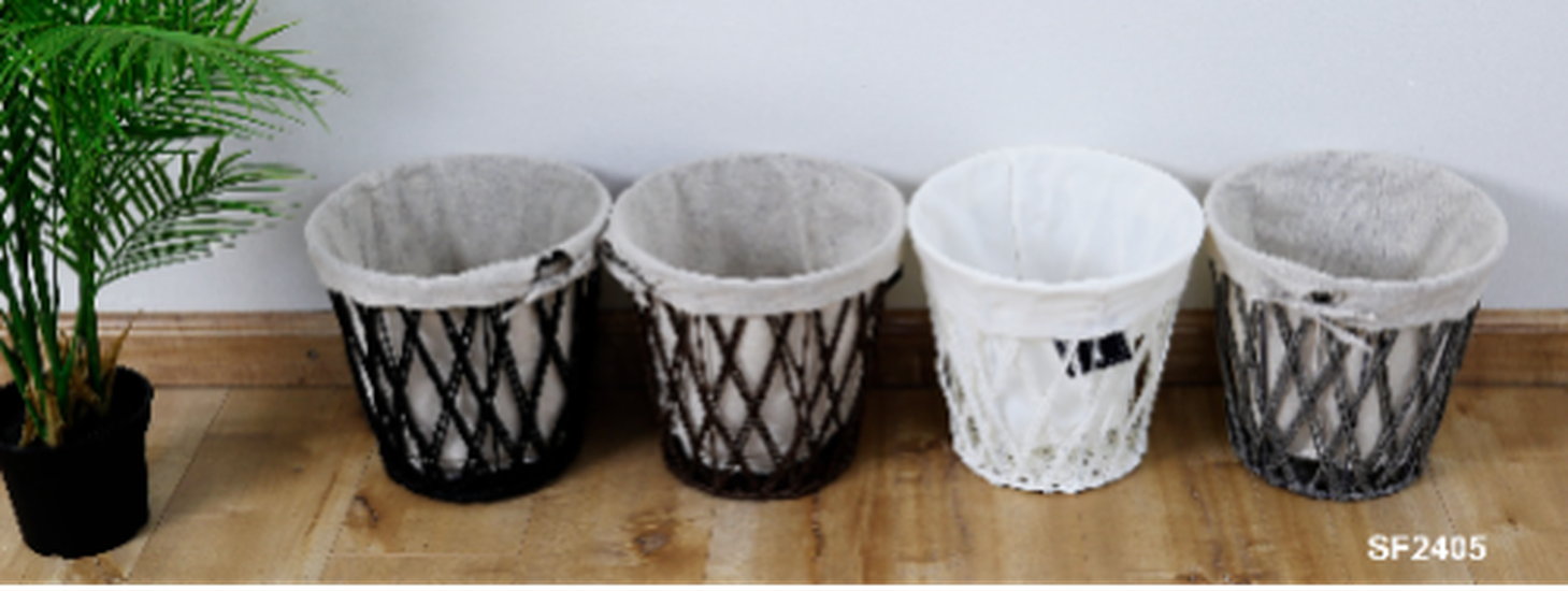 PAPER BASKET 27X26 ROPE WEAVED DES :SF2405 White