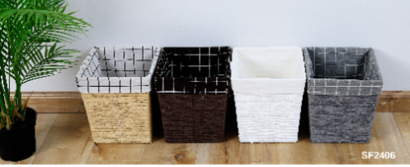 PAPER BASKET 23.5X23.5X25 ROPE WEAVED DES :SF2406 White