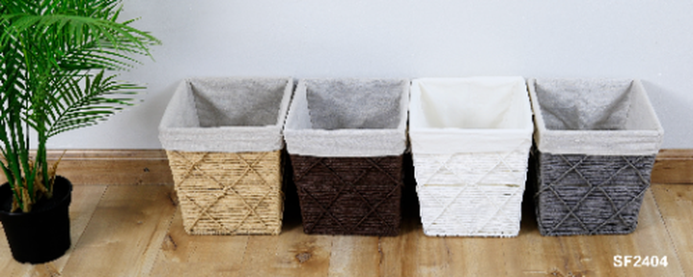PAPER BASKET 23.5X23.5X25 ROPE WEAVED DES :SF2404 White