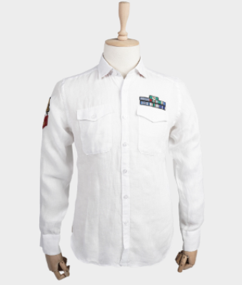 Men"s regular fit 100% linen long-sleeved shirt - Viviano