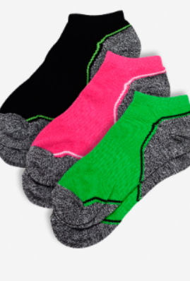 Set Of 3 women"s 8515 Short Sock Fuchsia-Black green Free Size