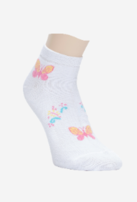 Women"s Patterned Short Sock One Size White