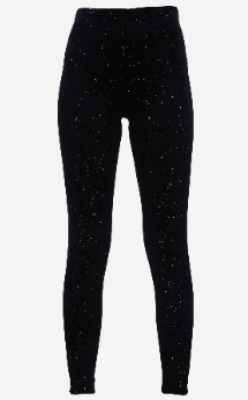 Women Velvet Legging with specular Dots Black L/XL