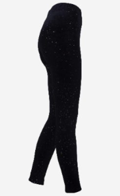Women Velvet Legging with specular Dots Black S/M