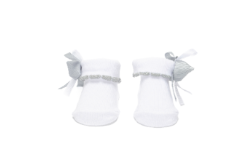Baby"s Girl Headband & Sock Set White S-6/12 M
