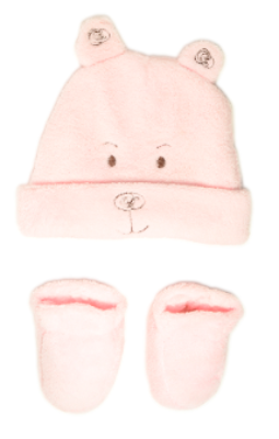 Baby Teddy Cap & Home Slipper Pink s-9/18m