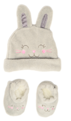 Baby Rabbit Cap & Home Slipper Gray S 6/12 M
