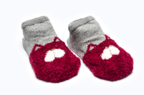 BABY SOCKS BB335 C:RED/GREY S:6-12M