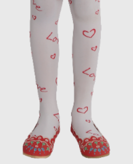 Girl"s Hearts & Love Tight White-Red 12/24 M