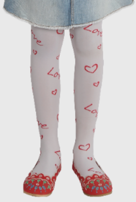 Girl"s Hearts & Love Tight White-Red 2/4 M