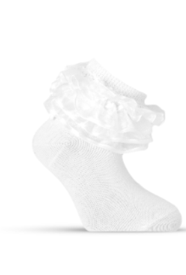 Girl"s Ruffle 11876 Sock White 7/8 Y