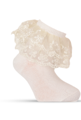 Girl"s Ruffle Sock Cream 9/12 Y