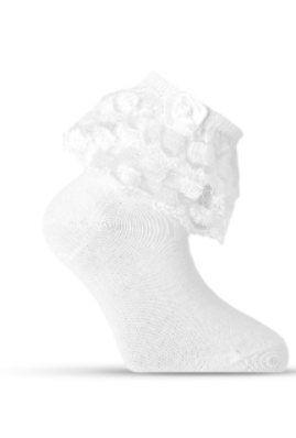 Girl"s Ruffle Sock White 2/3 Y