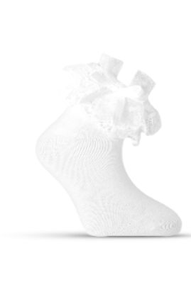 Girl"s Ruffle Sock White 4/5  Y