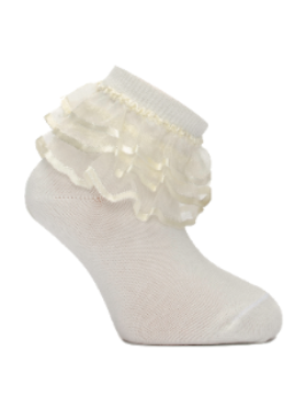 Girl"s Ruffle Socks Cream 6/7 Y Cream