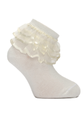 Girl"s Ruffle Socks Cream 7/8 Y Cream