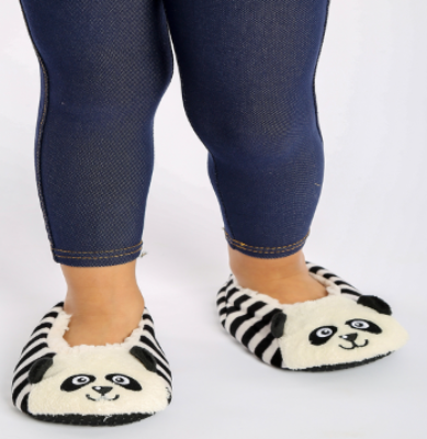 Kids Panda Face Witner Slipper Black-White - LARGE