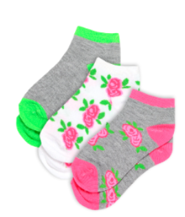 Pack of 3 Girl"s 4509 Short Sock GREEN 6-7 Y