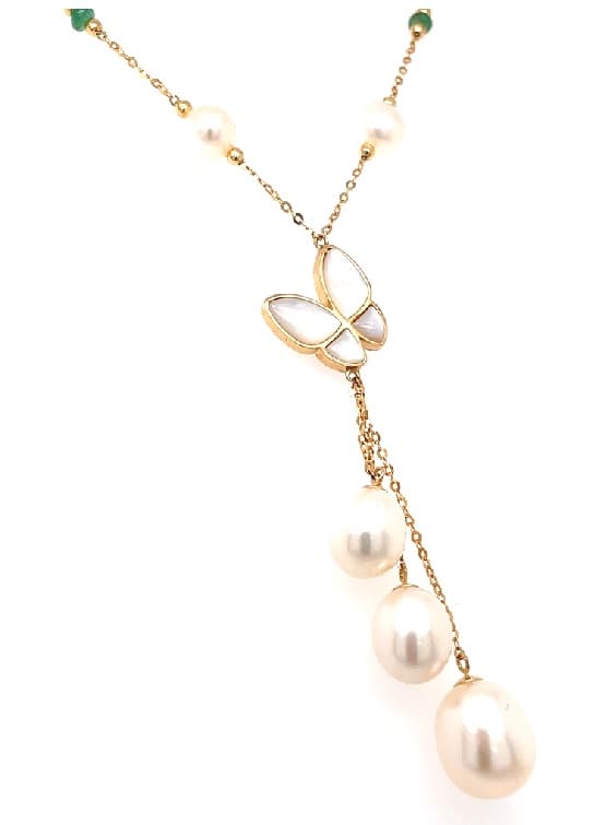 Necklace-SES183383 18K Gold Pearl Necklace