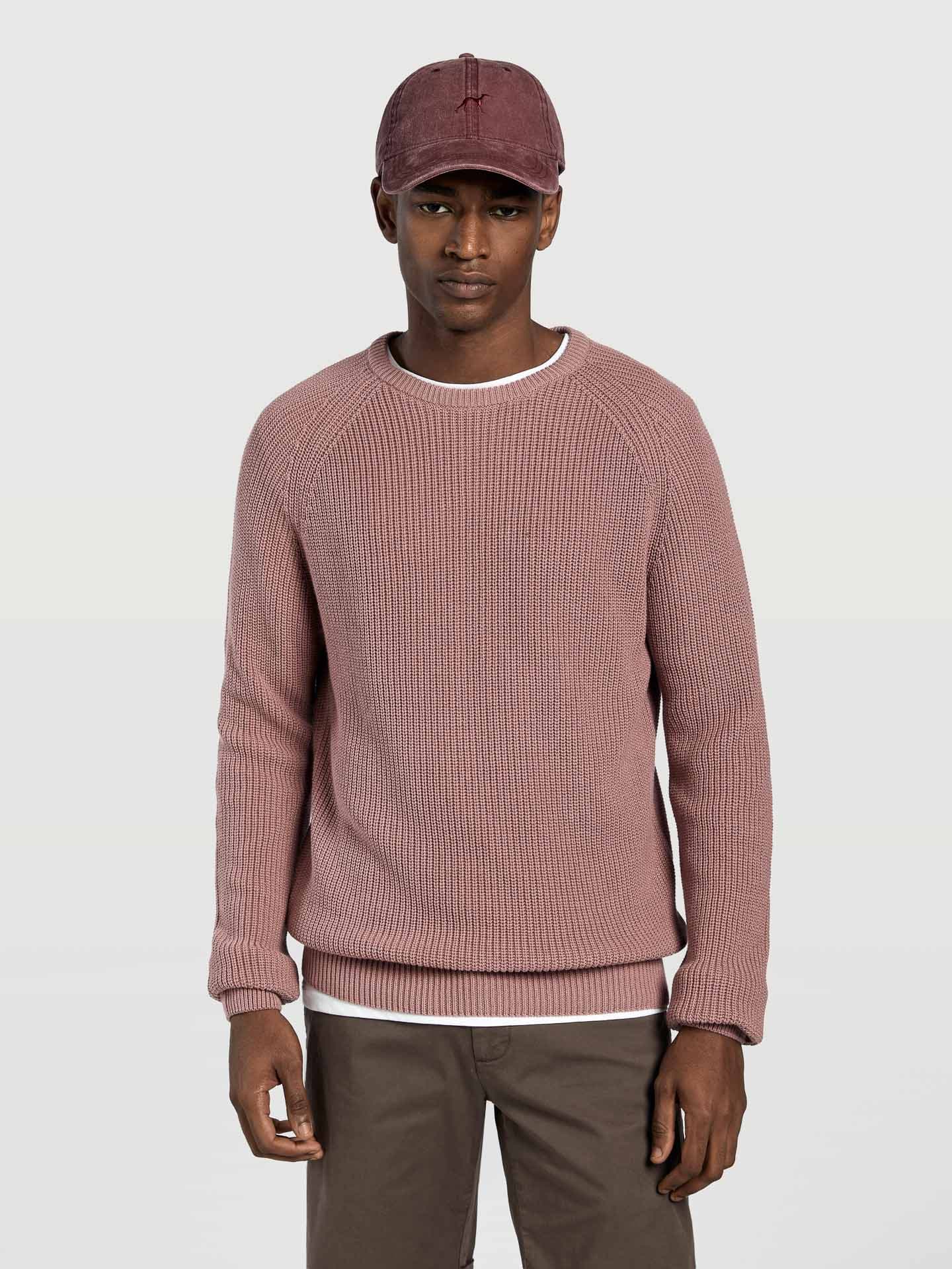 Half cardigan crew neck sweater
