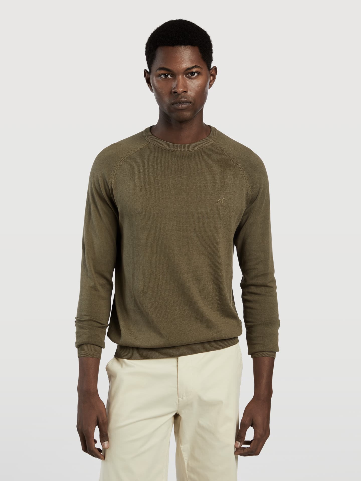 Garment dye crew neck sweater