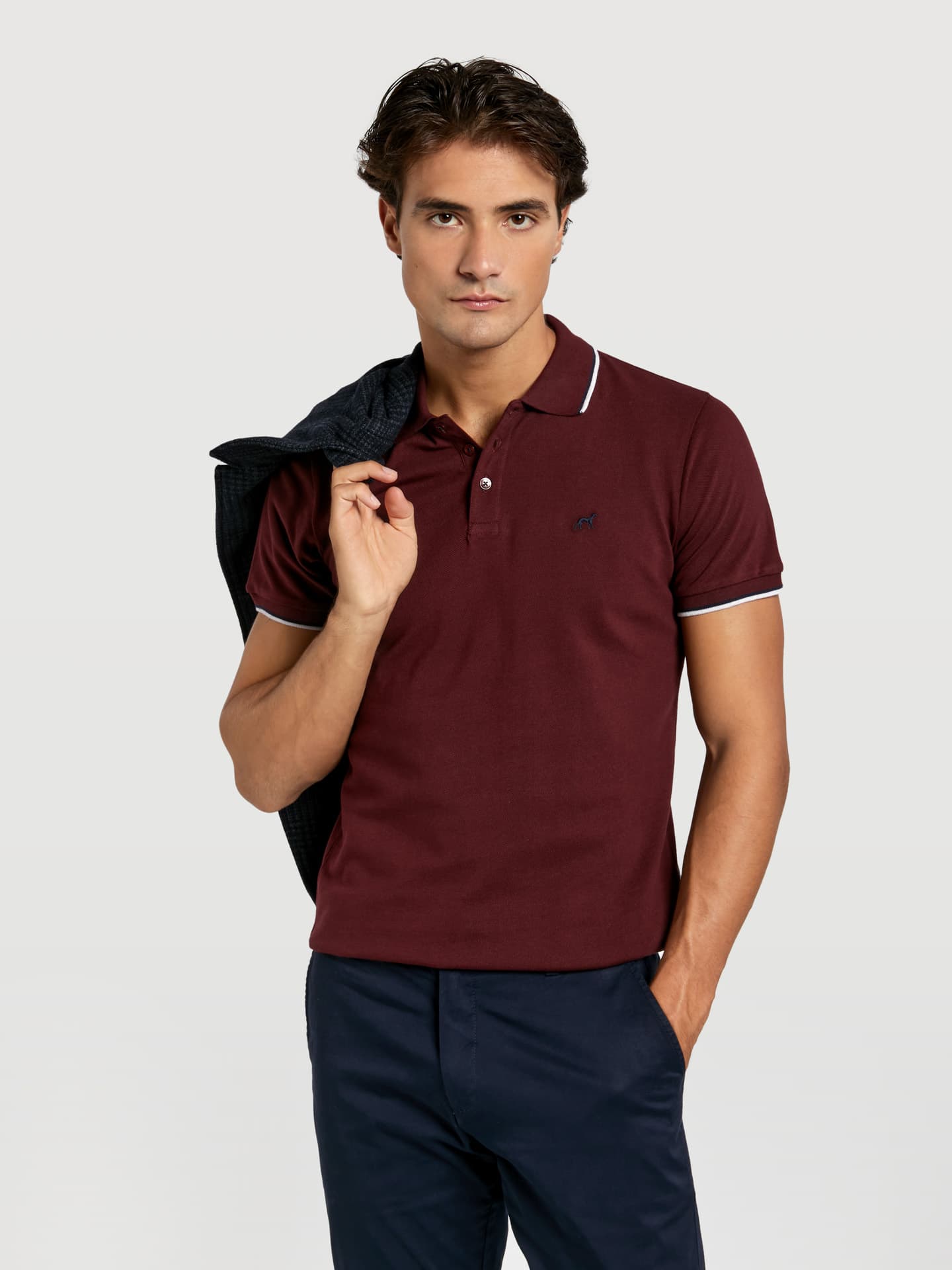 Slim fit piquÃ© polo shirt with contrast stripe