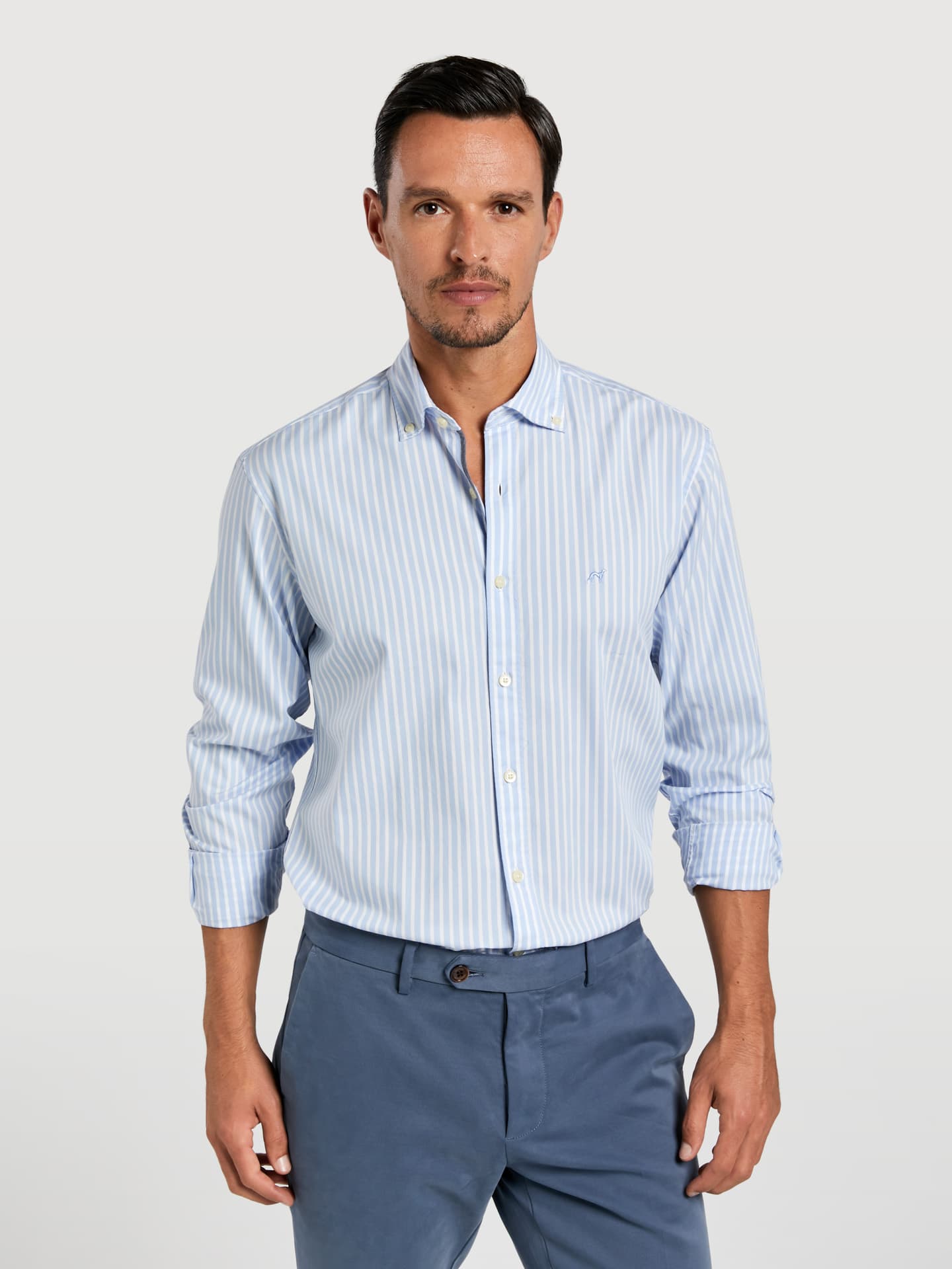 Slim fit 100% bci cotton striped oxford shirt