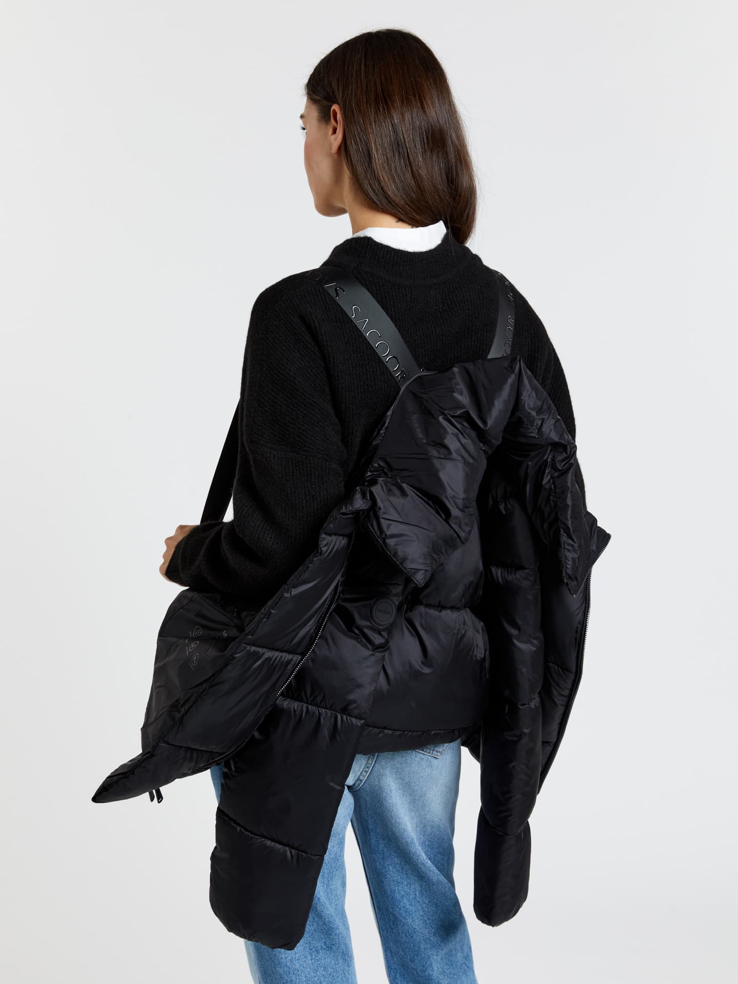 Puffer jacket with high collar